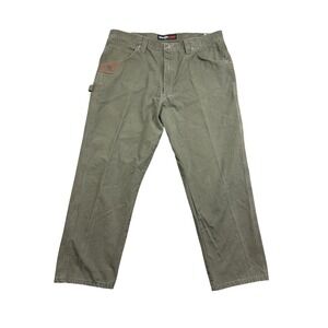 Wrangler Riggs Workwear Carpenter Pants Olive Green‎ Cotton Mens Size 40x30